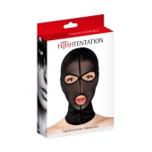 Черная сетчатая маска на голову с отверстиями для глаз и рта - Fetish Tentation - купить с доставкой в Нижневартовске