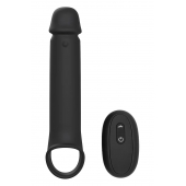 Черная насадка-удлинитель с вибрацией Vibrating Extender With Remote - Dream Toys - в Нижневартовске купить с доставкой
