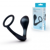 Черное эрекционное кольцо со стимулятором простаты Ringer Cock Ring   Plug - b-Vibe - в Нижневартовске купить с доставкой