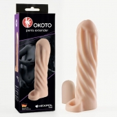 Телесная насадка-удлинитель Okoto со спиралевидным рельефом - 16 см. - Sitabella - в Нижневартовске купить с доставкой