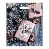 Новогодний пакет с принтом в виде подарков и вырубной ручкой (45х38 см) - Сима-Ленд - купить с доставкой в Нижневартовске