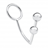 Кольцо на пенис с анальным стимулятором Two Bead Stainless Steel Anal Hook   Cock Ring - BlueLine - в Нижневартовске купить с доставкой