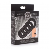 Комплект из 5 черных эрекционных колец для мошонки Ring Master Custom Ball Stretcher Kit - XR Brands - в Нижневартовске купить с доставкой