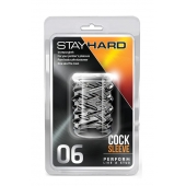 Прозрачная насадка с объёмными чёрточками STAY HARD COCK SLEEVE 06 CLEAR - Blush Novelties - в Нижневартовске купить с доставкой