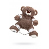 Бондажный набор: бурый мишка с белыми оковами и наручниками - Pecado - купить с доставкой в Нижневартовске