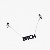 Зажимы на соски с кожаной подвеской Bitch - Crazy Handmade - купить с доставкой в Нижневартовске