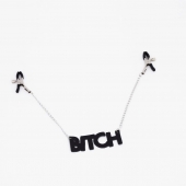 Зажимы на соски с кожаной подвеской Bitch - Crazy Handmade - купить с доставкой в Нижневартовске