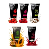 Набор из 5 съедобных лубрикантов JUJU (клубника, малина, тропические фрукты, вишня, кокос) - JuJu - купить с доставкой в Нижневартовске
