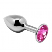 Серебристая анальная втулка Mini Metal Butt Plug Size M с розовым кристаллом - Adrien Lastic в Нижневартовске Серебристая анальная втулка Mini Metal Butt Plug Size M с розовым кристаллом - Adrien Lastic