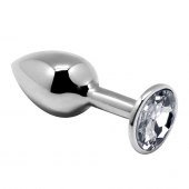 Серебристая анальная втулка с прозрачным кристаллом Mini Metal Butt Plug Size L - 9 см. - Adrien Lastic в Нижневартовске Серебристая анальная втулка с прозрачным кристаллом Mini Metal Butt Plug Size L - 9 см. - Adrien Lastic