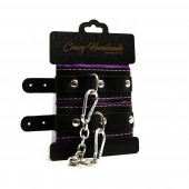 Черно-фиолетовые скругленные наручники с мягкой подкладкой - Crazy Handmade - купить с доставкой в Нижневартовске