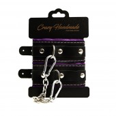 Черно-фиолетовые скругленные наручники с мягкой подкладкой - Crazy Handmade - купить с доставкой в Нижневартовске