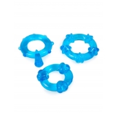 Набор из 3 синих эрекционных колец с различным рельефом - Erowoman-Eroman - в Нижневартовске купить с доставкой