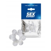 Прозрачное эрекционное кольцо с 6 стимулирующими шариками - Sex Expert - в Нижневартовске купить с доставкой