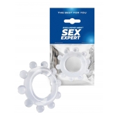 Прозрачное эрекционное кольцо со стимулирующими шариками - Sex Expert - в Нижневартовске купить с доставкой