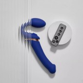 Синий безремневой страпон Multi Orgasm Bendable Strap-On size XL с клиторальной стимуляцией - Strap-on-me - купить с доставкой в Нижневартовске