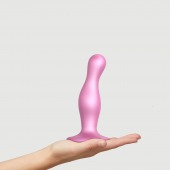 Розовая насадка Strap-On-Me Dildo Plug Curvy size M - Strap-on-me - купить с доставкой в Нижневартовске