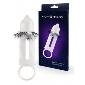 Эластичная насадка на пенис с подхватом мошонки и стимулирующими «ресничками» - Sextaz - в Нижневартовске купить с доставкой