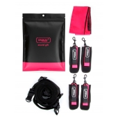 Черно-розовый эротический набор: фиксатор, оковы, наручники, повязка - Erokay - купить с доставкой в Нижневартовске