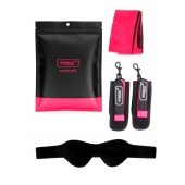 Черно-розовый эротический набор: маска, наручники и повязка - Erokay - купить с доставкой в Нижневартовске