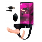 Женский страпон с 2 насадками, вибрацией и пультом ДУ - Erowoman-Eroman - купить с доставкой в Нижневартовске