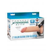 Телесный пустотелый фаллопротез 5’’ Hollow Silicone Strap-On - 14 см. - Pipedream - купить с доставкой в Нижневартовске