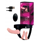 Женский страпон с 3 насадками и вибрацией - Erowoman-Eroman - купить с доставкой в Нижневартовске