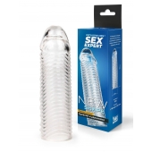 Прозрачная закрытая насадка на пенис с ребрышками - 16 см. - Sex Expert - в Нижневартовске купить с доставкой