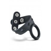 Черное эрекционное кольцо с подхватом мошонки на кнопках VS6 - Blush Novelties - в Нижневартовске купить с доставкой