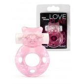 Розовое эрекционное виброкольцо в форме мишки - 1137 - в Нижневартовске купить с доставкой