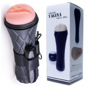 Телесный мастурбатор-вагина в черной колбе с вибрацией - Boys of Toys - в Нижневартовске купить с доставкой