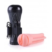 Телесный мастурбатор-вагина в черной колбе с вибрацией - Boys of Toys - в Нижневартовске купить с доставкой