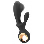 Черный вибратор-кролик с функцией расширения Inflatable Rabbit Vibrator - 18,3 см. - Orion