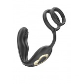 Черная анальная пробка с вращением и эрекционными кольцами - Ibiza - в Нижневартовске купить с доставкой