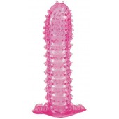 Гелевая розовая насадка с шипами - 12 см. - Toyfa Basic - в Нижневартовске купить с доставкой