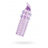 Гелевая фиолетовая насадка с шариками, шипами и усиком - 11 см. - Toyfa Basic - в Нижневартовске купить с доставкой