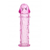 Гладкая розовая насадка с усиками под головкой - 12,5 см. - Toyfa Basic - в Нижневартовске купить с доставкой