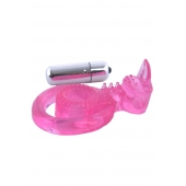 Розовая вибронасадка со стимулятор клитора   Язычок - Toyfa Basic - в Нижневартовске купить с доставкой
