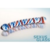 Двусторонний стеклянный фаллос с разноцветными спиралями - Sexus купить с доставкой в интернет-магазине Orgasmix в Нижневартовске Двусторонний стеклянный фаллос с разноцветными спиралями - Sexus