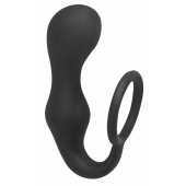 Чёрное эрекционное кольцо с анальной пробкой Double Pleasure Anal Plug - Lola Games - в Нижневартовске купить с доставкой
