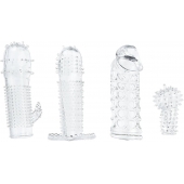 Набор из 4 насадок на член Pleasured Penis Enhancement Sleeve 4 Pack - XR Brands - в Нижневартовске купить с доставкой