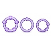 Набор из 3 фиолетовых эрекционных колец Stay Hard Beaded Cockrings - Blush Novelties - в Нижневартовске купить с доставкой
