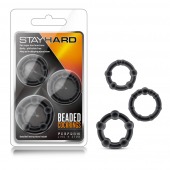 Набор из 3 чёрных эрекционных колец Stay Hard Beaded Cockrings - Blush Novelties - в Нижневартовске купить с доставкой