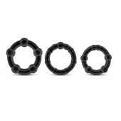 Набор из 3 чёрных эрекционных колец Stay Hard Beaded Cockrings - Blush Novelties - в Нижневартовске купить с доставкой