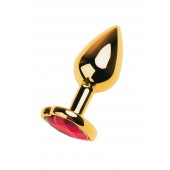 Золотистая анальная пробка с кристаллом-сердцем - 7,5 см. - ToyFa - купить с доставкой в Нижневартовске