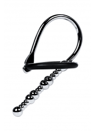 Серебристый уретральный плаг-бусины TOYFA Metal с мягким фиксириющим кольцом - ToyFa - купить с доставкой в Нижневартовске