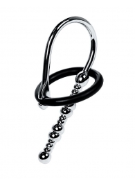 Серебристый уретральный плаг-бусины TOYFA Metal с мягким фиксириющим кольцом - ToyFa - купить с доставкой в Нижневартовске