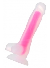 Прозрачно-розовый фаллоимитатор, светящийся в темноте, Clark Glow - 22 см. - ToyFa купить с доставкой в интернет-магазине Orgasmix в Нижневартовске Прозрачно-розовый фаллоимитатор, светящийся в темноте, Clark Glow - 22 см. - ToyFa