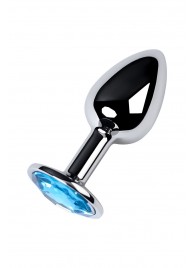 Серебристая конусовидная анальная пробка с голубым кристаллом - 7 см. - ToyFa - купить с доставкой в Нижневартовске