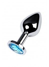 Серебристая конусовидная анальная пробка с голубым кристаллом - 8 см. - ToyFa - купить с доставкой в Нижневартовске